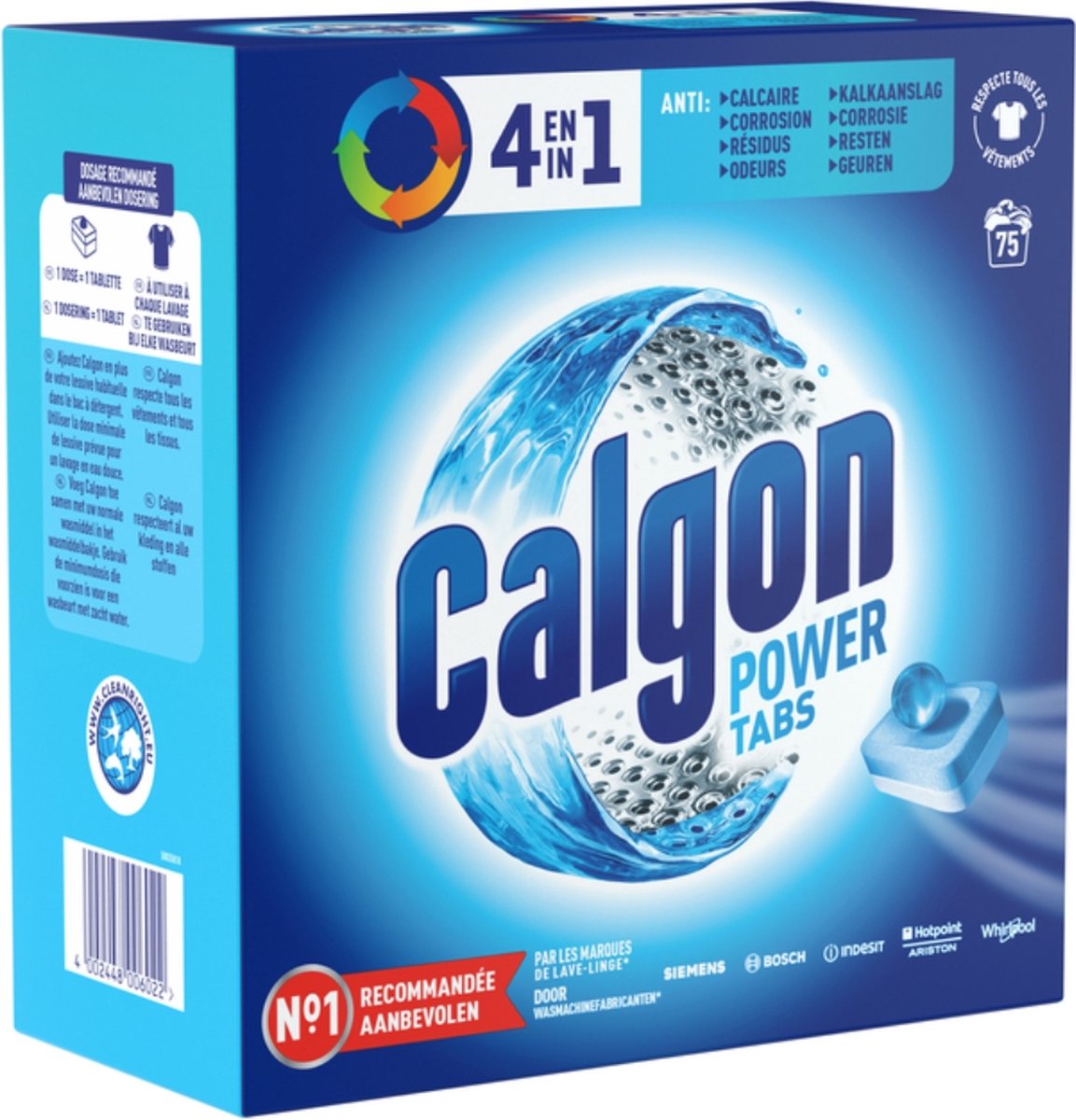 Calgon 4 in 1 Powerball Wasmachine Reiniger en Anti kalk - 75 Tabletten — afbeelding 2