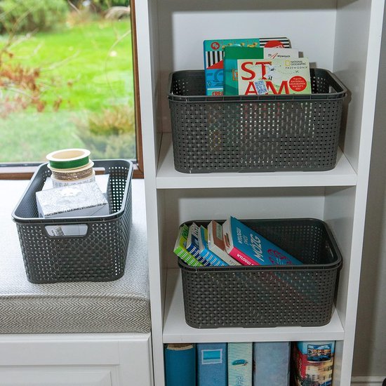 Bed Bzone 90x200 cm met bedlade, bureau en ledverlichting - antraciet | Leen Bakker