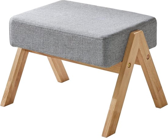 Houten Voetenbank - Gevoerde Ottomaanse Voetenbank - Geschikt Voor De Woonkamer 1 Stuk Grijs Massief Hout 38x24x29cm Houten Voetenbank - Gevoerde Ottomaanse Voetenbank - Geschikt Voor De Woonkamer 1 Stuk Grijs Massief Hout 38x24x29cm