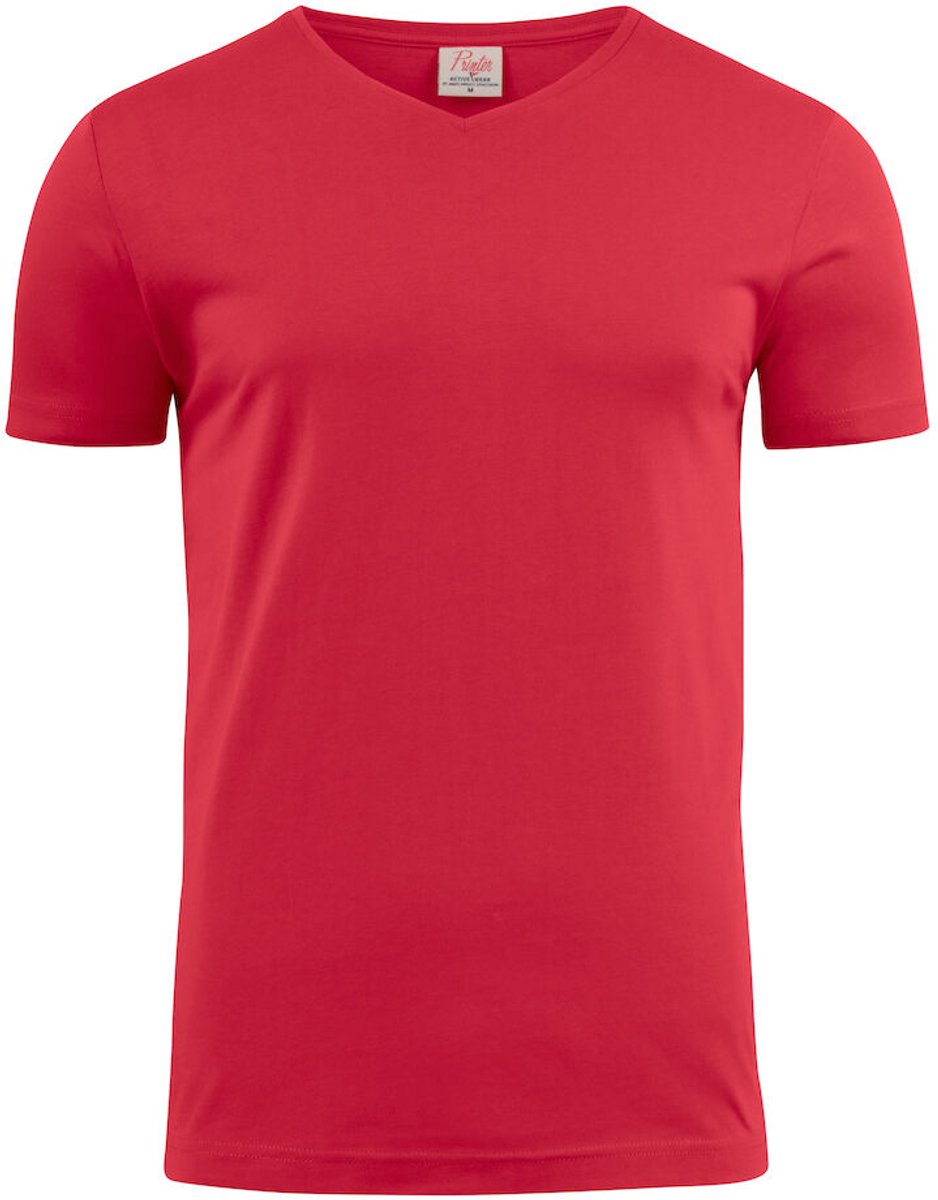 Printer T-shirt Heavy V-hals Man 2264024 Rood - Maat 3XL