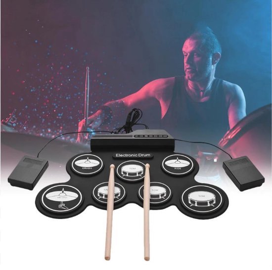 Elektrisch Drumstel - Digitaal Drumstel - Drumpad - Drumstel met Drumstokken en Voetpedalen - zwart