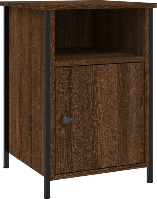 vidaXL Nachtkastje Bruin Eiken - Bewerkte Houten Look