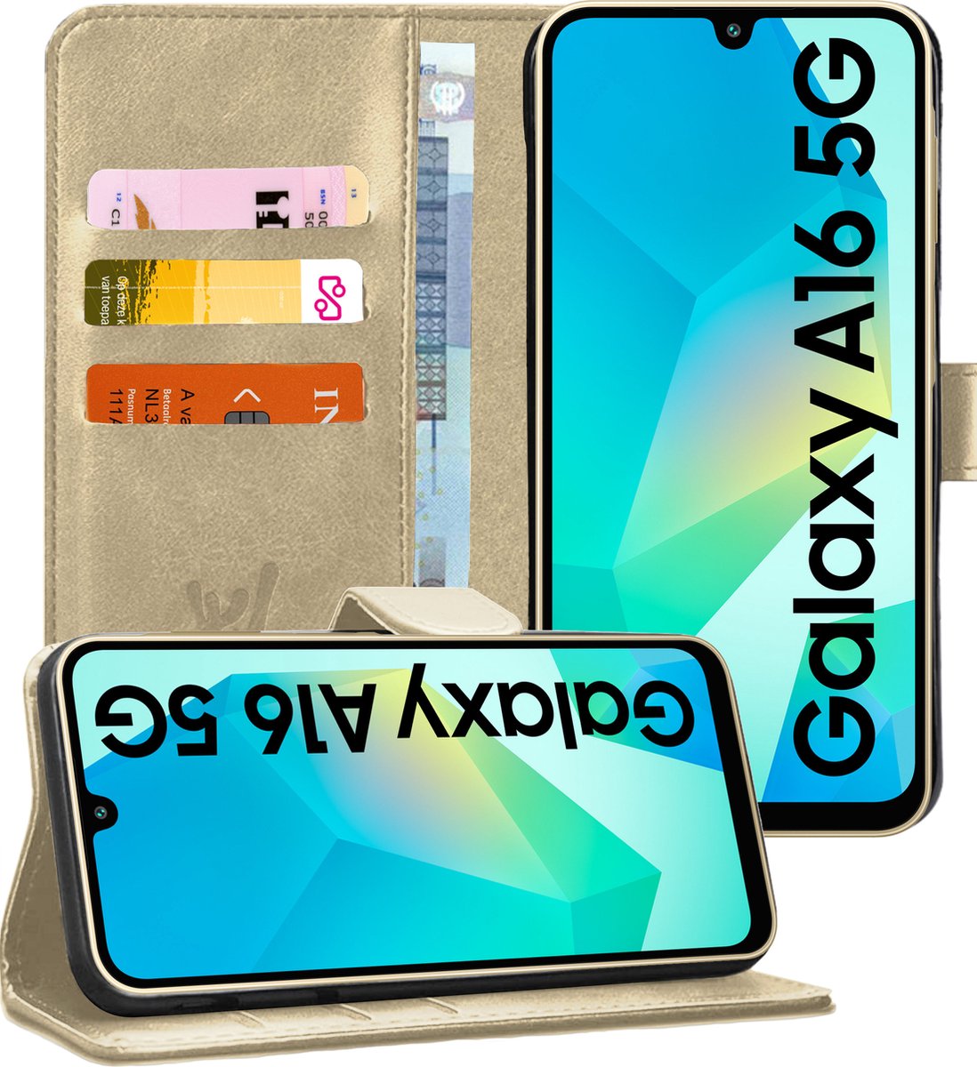 Hoesje geschikt voor Samsung Galaxy A16 - Portemonnee Book Case Goud