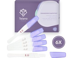 Telano Zwangerschapstest Premium 6 Stuks Midstream - Zwangerschapstesten Gevoelig - Brede Absorberende Strip