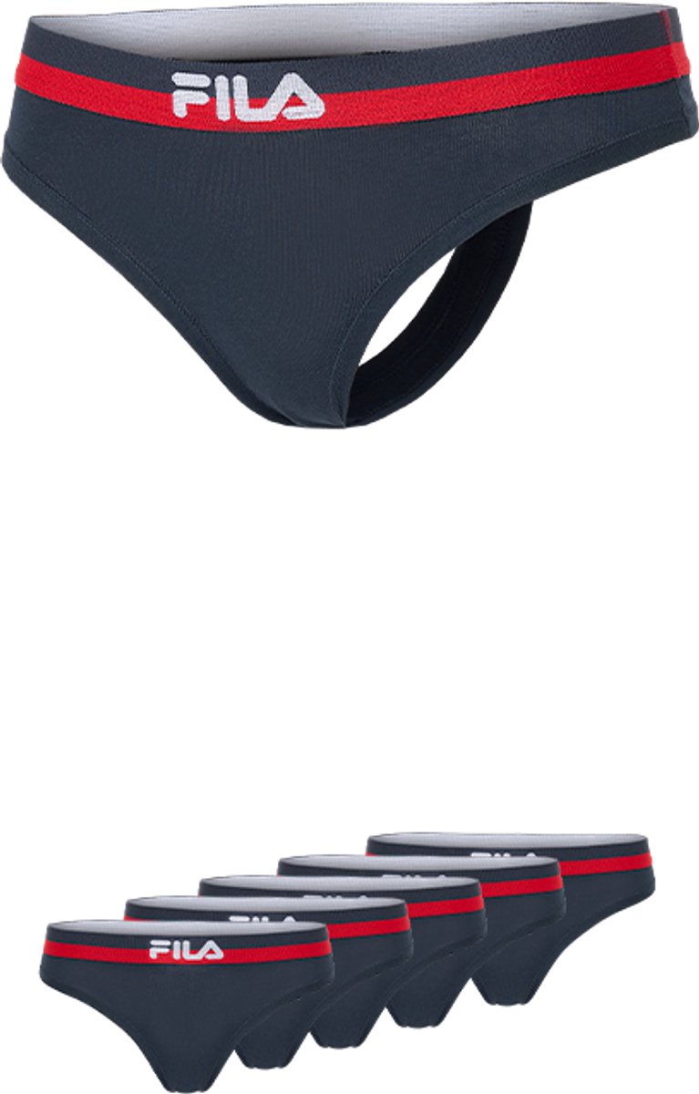 FILA - Gekleurde Waistband Urban String | 5-Pack | Damesstring | Maat S - Navy