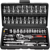 Bol.com BOECK - Doppenset - Gereedschap - Professionele gereedschapset voor auto fiets en klussen - Gereedschapskoffer - 46-deli... aanbieding