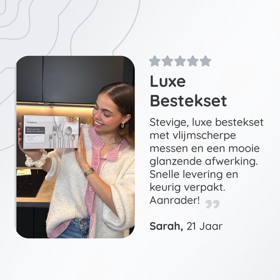 Deleca 6 Persoons Bestekset Essential (36-delig) - Lepels, Messen, Vorken, Steakmessen & Gebaksvorkjes - Vaatwasserbestendig Bestek - Glanzend Zilver / Edelstaal