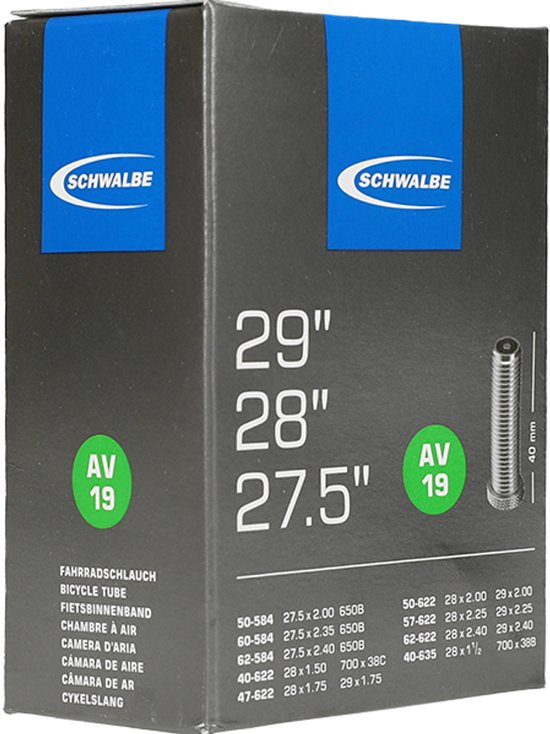 Schwalbe AV19 - Binnenband - 40/62 - 584/635 - Geschikt voor 27.5 en 29 inch - Auto Ventiel - 40 mm van Schwalbe — afbeelding 3