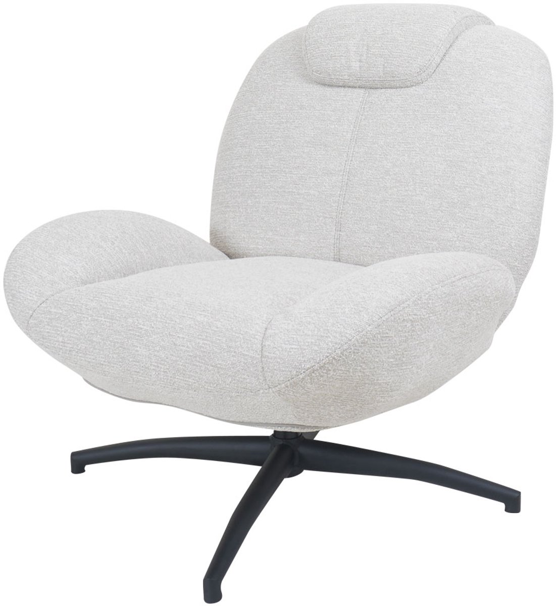 Home67 Fauteuil Lily Natural - Draaibare Design Fauteuil in Scandinavische / Hotel Chique Stijl Wit
