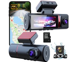 Fleau Tech 4K Dashcam voor Auto 3 in 1 - 2025 Model - Voor en Achtercamera – WIFI, APP & GPS – Groothoeklens – G-sensor – Parkeermodus – Loop Recording – SD-kaart 32 GB