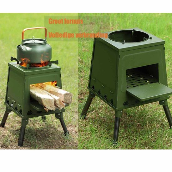 Luckystar Houtkachel XXL - buiten koken survival kooktoestel - roestvrij staal - zwart van Merkloos — afbeelding 5