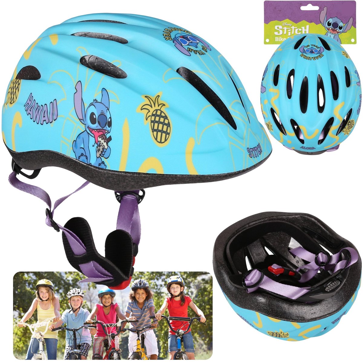DISNEY Stitch Turquoise kinderfietshelm, lichtgewicht, verstelbaar 48-52 cm