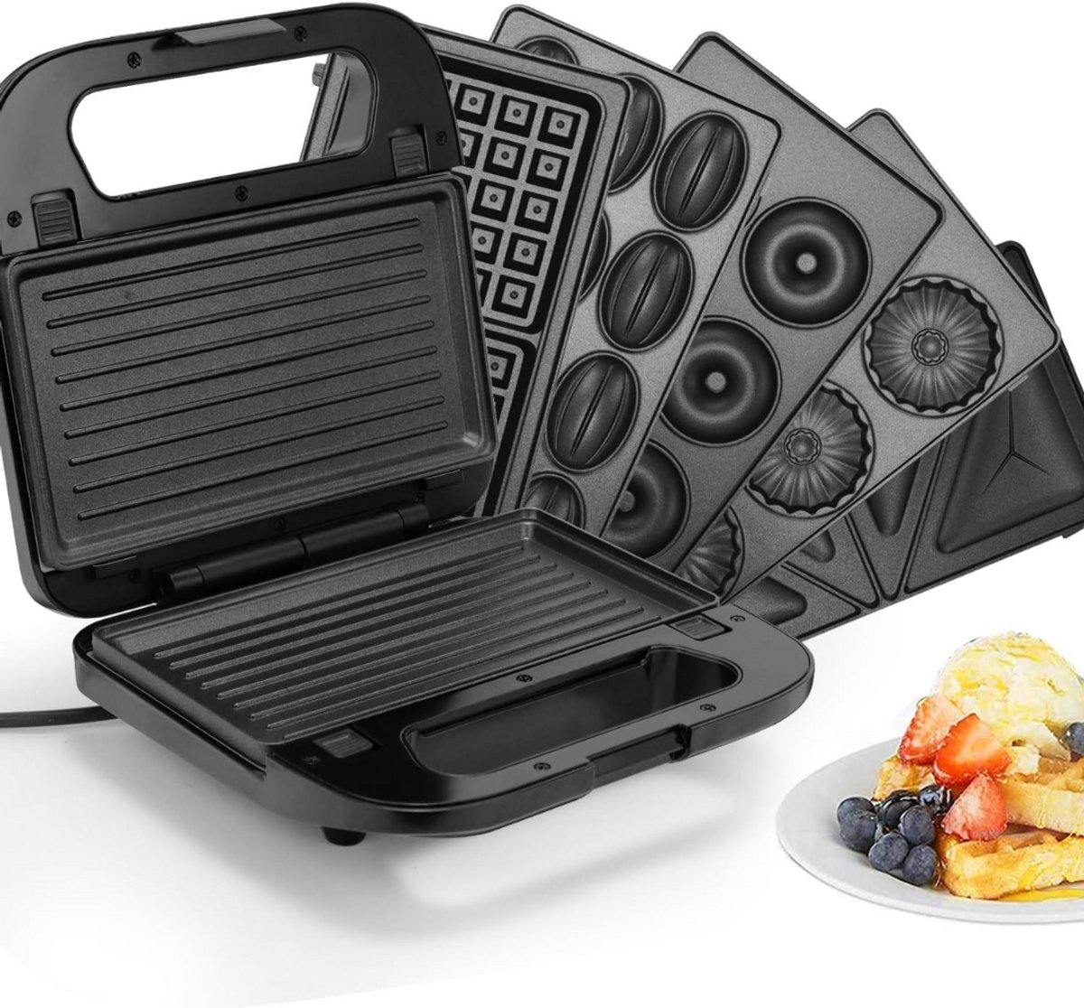 Contactgrill met uitneembare platen - Tosti ijzer - Panini Grill - Grill - Contactgrill - Uitneembare platen - Makkelijk schoon te maken - Grill appartaat - Verschillende progamma's