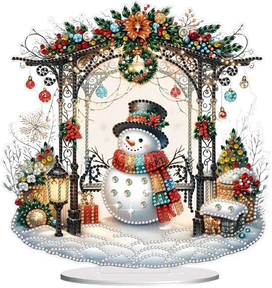 Diamond Painting Staande Sneeuwpop - Ontspannend - Inclusief Standaard