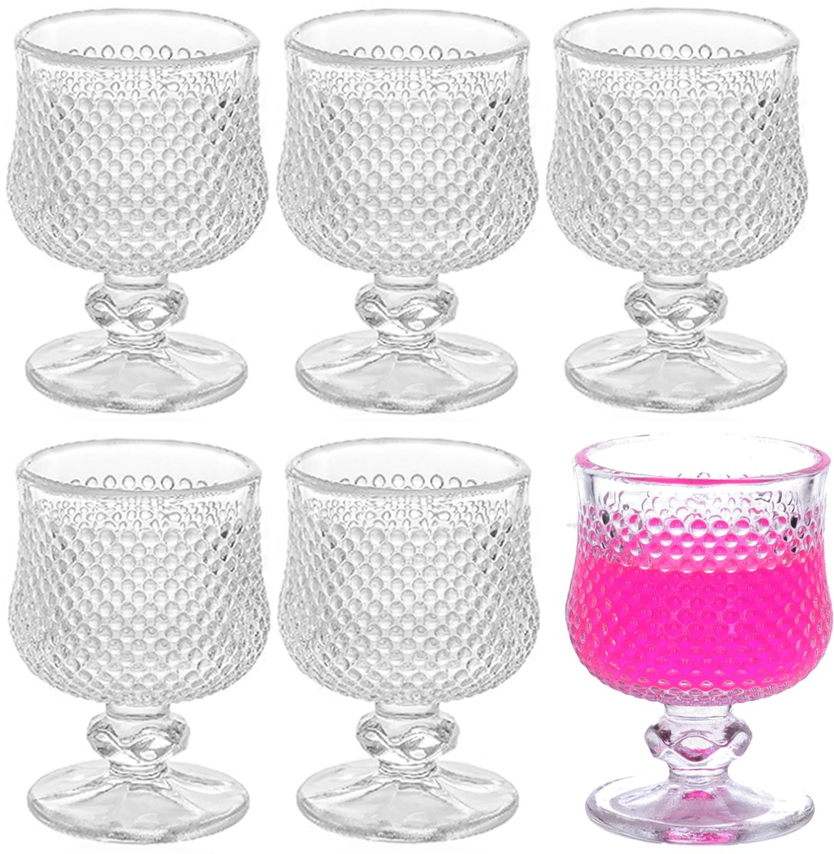Alessandro Luxe Shotglaasjes Verona - 6x stuks - glas - 60 ml - hoog borrelglas - 5 x 7 cm - shotglazen