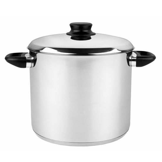 1x Soeppannen/pannen 8 liter RVS met deksel - Geschikt voor alle warmtebronnen - Kook/keuken benodigdheden