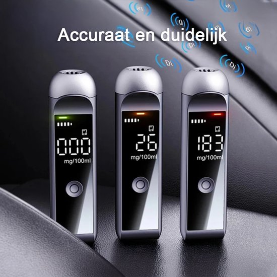 Lutranstra Blaastest – Oplaadbare Alcoholmeter Met LCD-scherm En Halfgeleidersensor – Draagbaar En Contactloos – Voor Feesten En Veilig Rijden