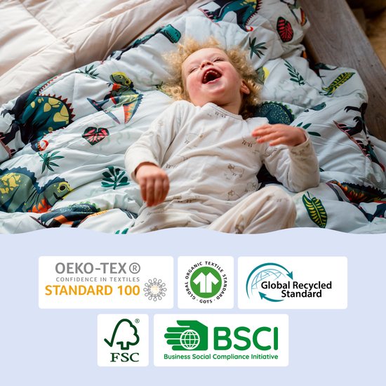Zelesta® Kiddybed Colorful Animals 140x200 - Housse de couette enfant - Couchage d'essai 30 jours - Couette enfant sans housse lavable - Couette enfant imprimée - Couette hiver toute l'année & Couette été
