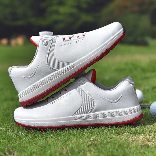 Livano Golfschoenen Heren - Sneakers - Golfkleding - Golfschoenen Antislip - Waterdicht - Golfen - Wit & Rood 46 van Merkloos — afbeelding 2