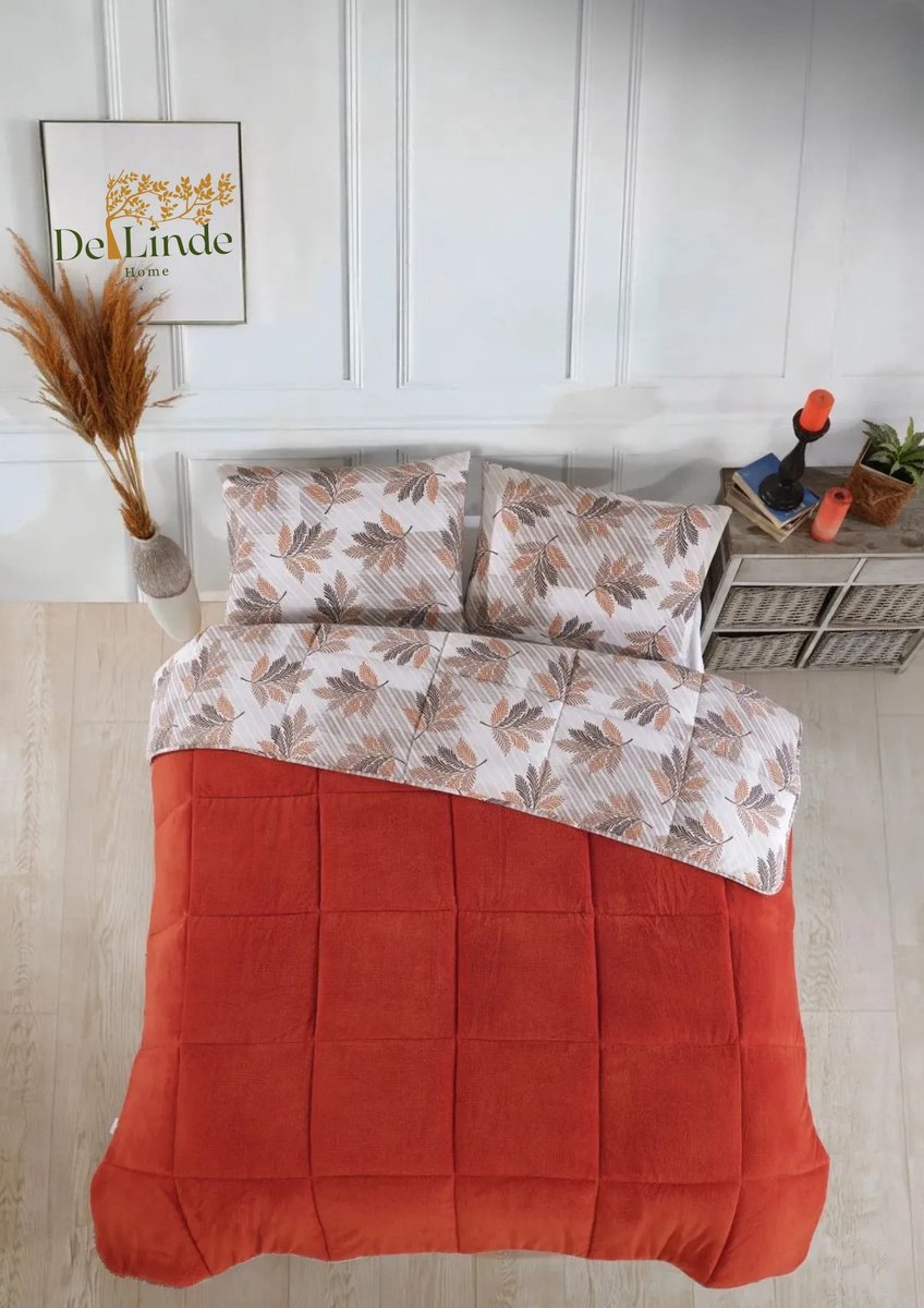 Dekbed zonder overtrek - Inclusief Kussenslopen - Koningsdag - Oranje - 200x200 cm - Tweepersoons - 2 in 1 Dekbed - Teddy - Zacht & Hypoallergeen - 4 Seizoenen - Dubbelzijdig - Wasbaar - Ultra Soft - De Linde Home