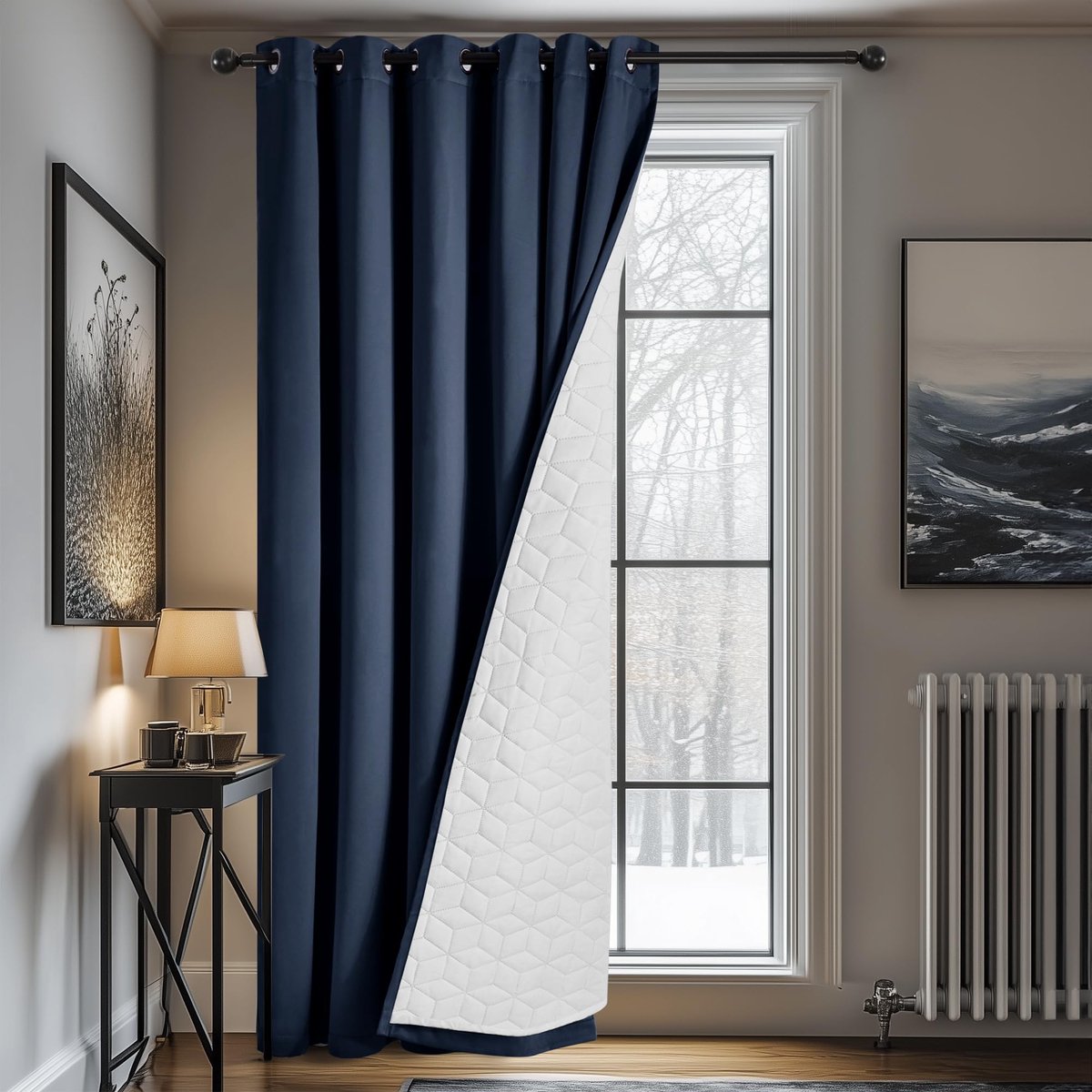 Unyqoos ® Gordijn voor Optimale Warmtebehoud en Privacy met Stijlvolle Verduisteringseffecten Donkerblauw