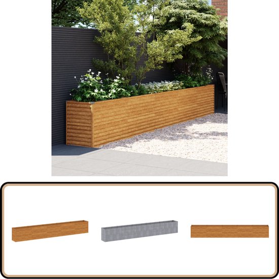 vidaXL - Verhoogde - tuinbak - 482x50x69 - cm - cortenstaal