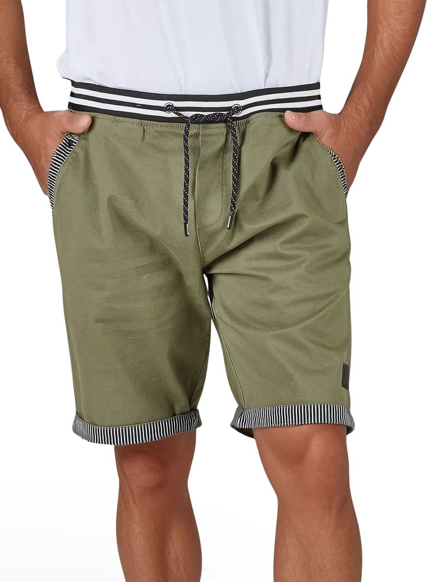 riverso Heren Short RIVAngelo regular/straight Olijf 3XL Volwassenen Zomershorts met Elastische Taille