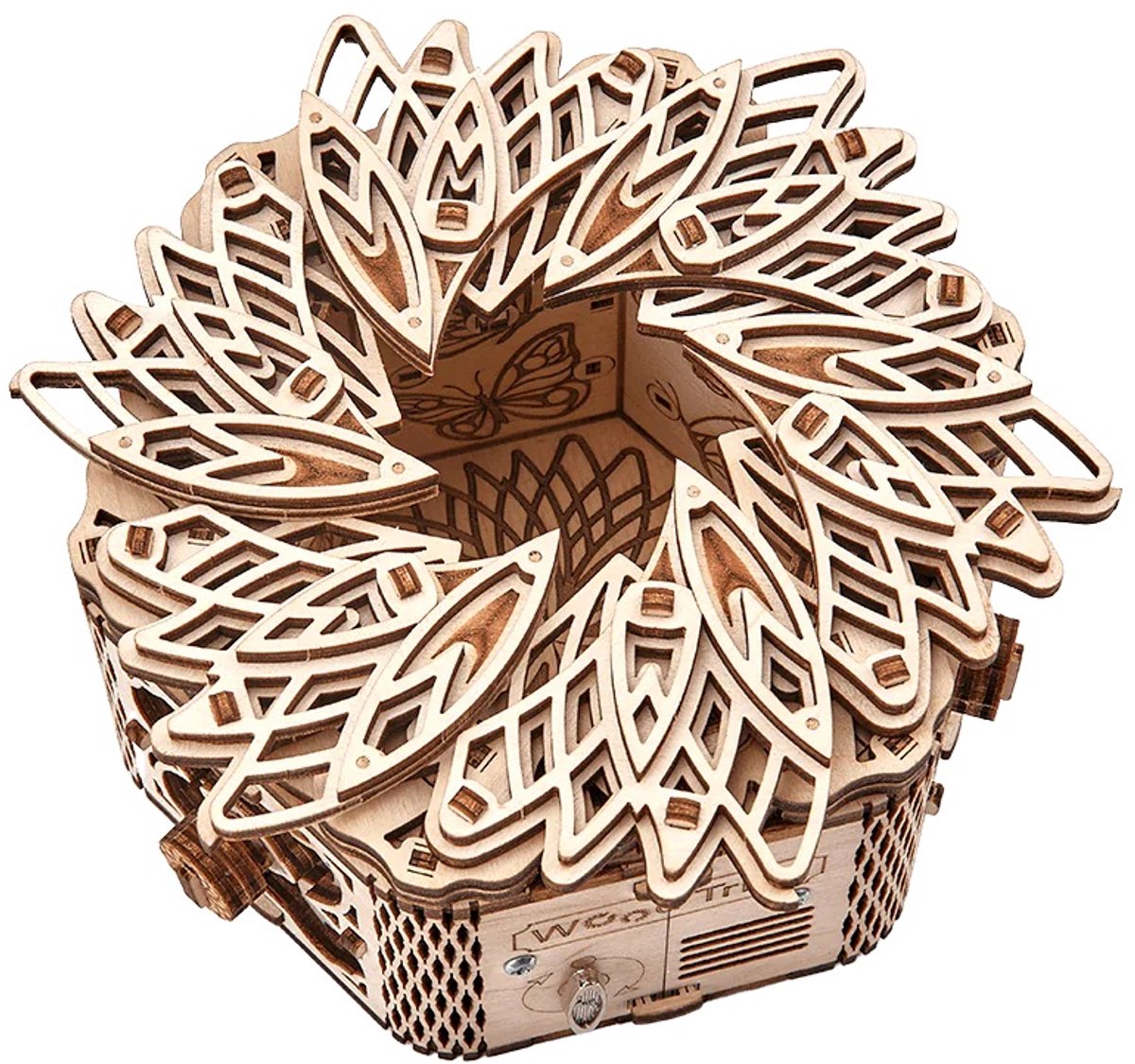 Wood Trick – Modelbouw 3D houten puzzel – Muziekdoos en sieradendoos Mysterieuze bloem - Mystery flower (WDTK045) – 278 stuks - Geen lijm noch verf nodig! — afbeelding 15