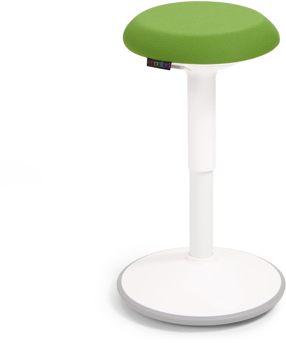 Wobblez® Savvy Wiebelkruk - in hoogte verstelbare bureaukruk van 40-60 cm - Groene zitting Wit frame