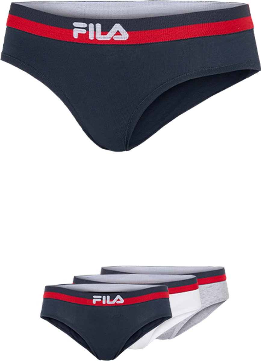FILA - Gekleurde Waistband Urban Brief | 3-Pack | Dames Slip | Maat XL - Navy/Wit/Grijs