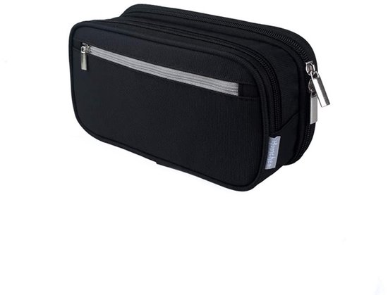 Pennenetui - Etui - Etui met grote capaciteit - Geschikt voor studenten - jongens/meisjes - Draagbaar - Dubbellaags - Zwart - 23*10*8 cm