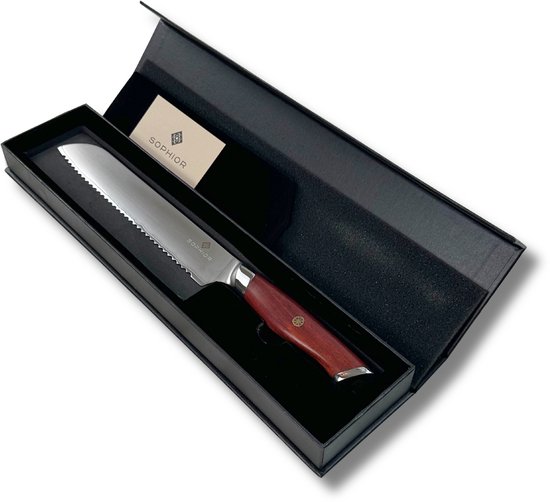 SOPHIOR Collection Classic Héritage - Couteau à pain | Acier 3 couches | Manche en palissandre | 60 HRC