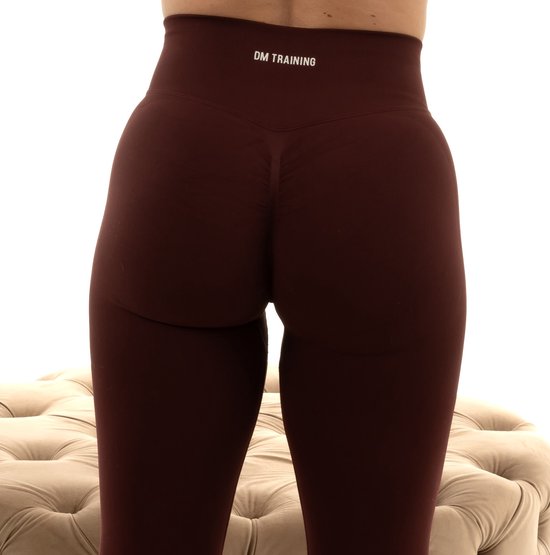 DM Training Pulse Legging Dames - High Waist - Squatproof & Shaping - Peach Butt Effect - Fitness, Yoga & Pilates (Bordeaux) van DM Training — afbeelding 2