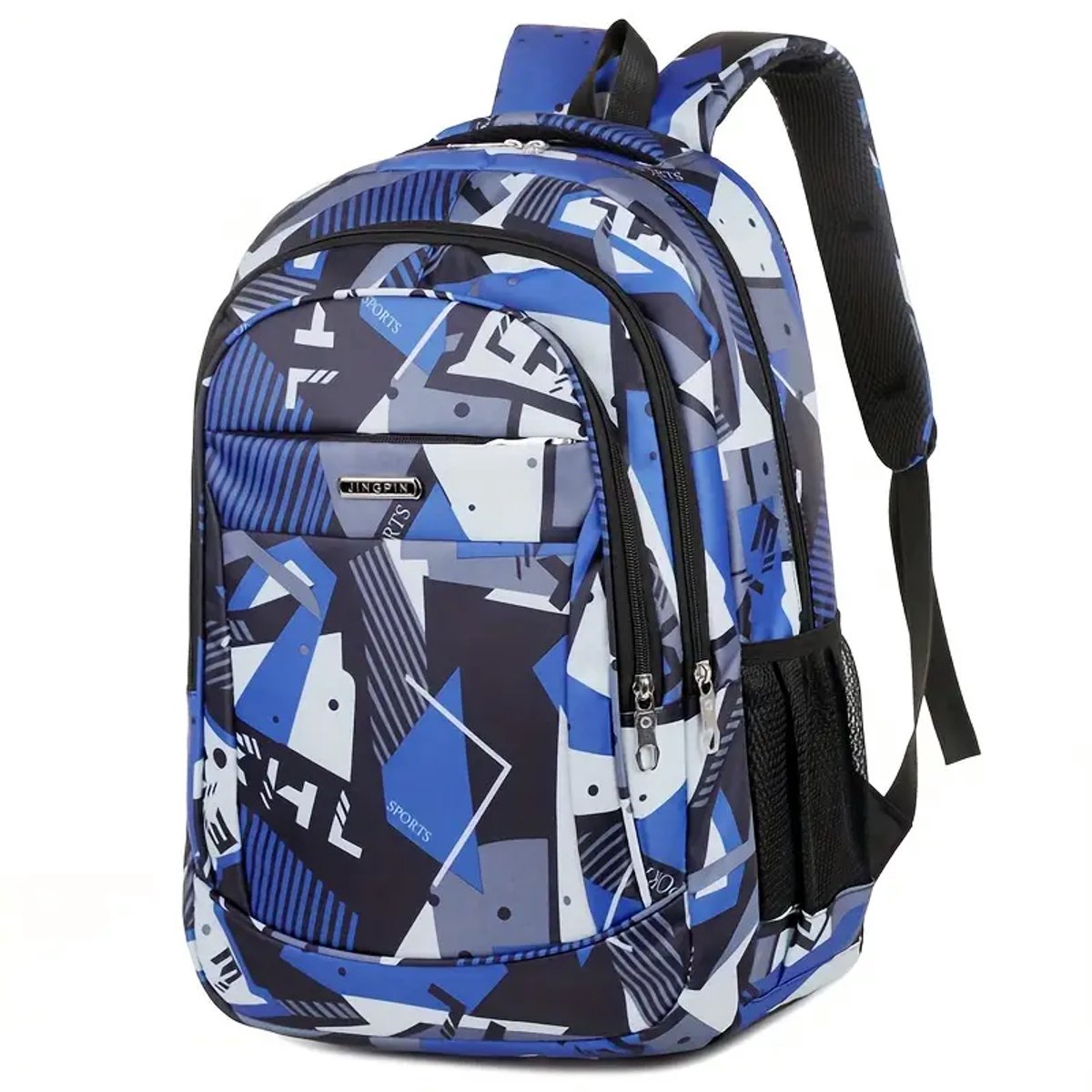 Stevige rugzak | blauw | 25 liter | meisjes jongens rugzak | schooltas - studentenrugzak | geblokt vakjes patroon | geschikt voor laptop voor jongens en meisjes of heren en dames
