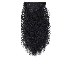 Hair extensions - Clip In - Zwart Jetblack - clip ins curly krullen - Synthetisch haar kinky curl