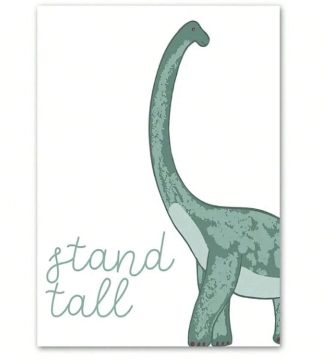 Canvas Doek 50x70 cm | Wanddecoratie kinderkamer Dinosaurus | Dino's - Brachiosaurus | Neutrale kleuren | Muurdecoratie babykamer | Baby accessoires | Los Canvasdoek