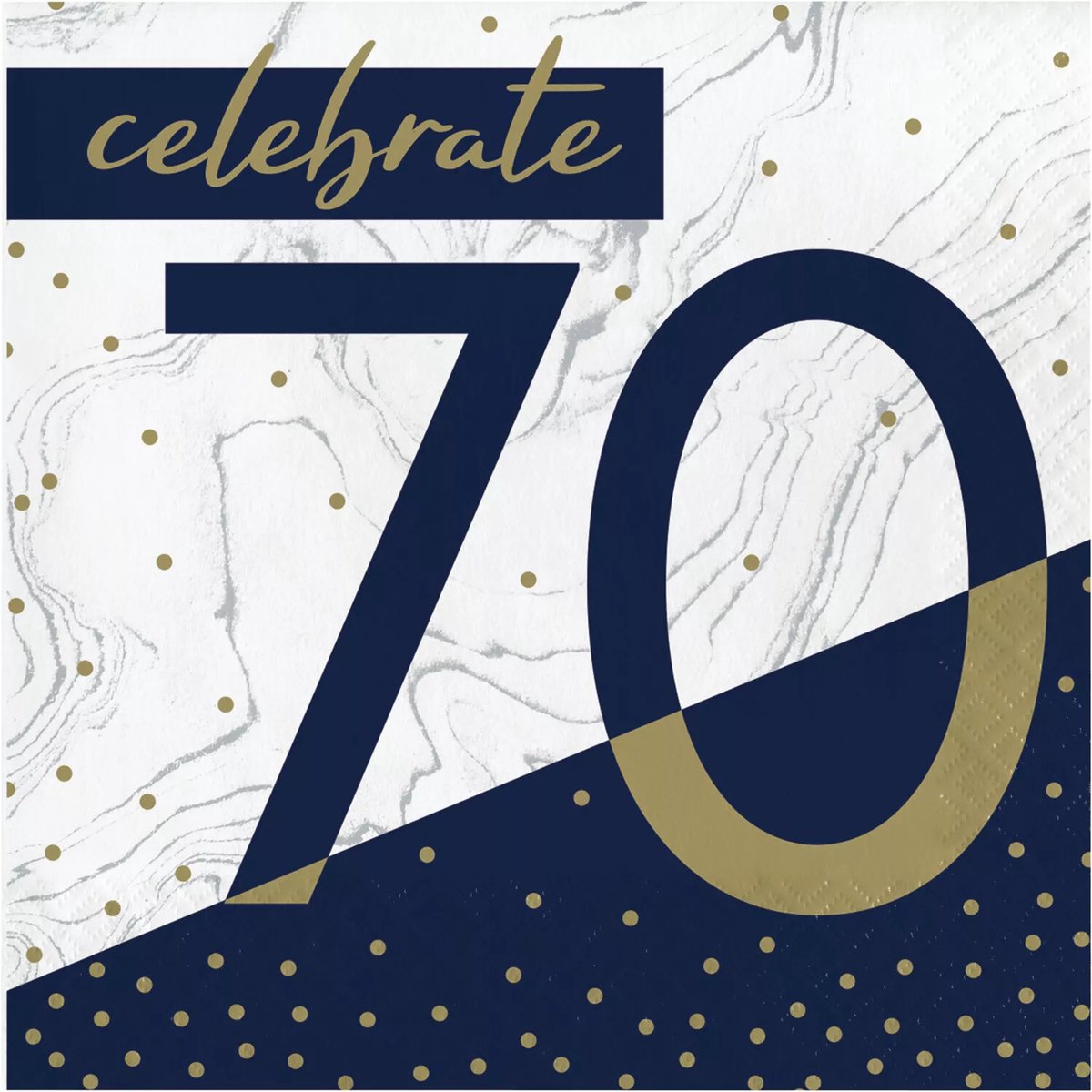 Servetten - celebrate 70 - navy&gold - 16 stuks - 30x30cm