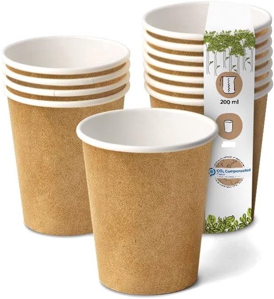 Beker karton/PE - hot drink cup - 200ml/8oz - wit - 1000 stuks