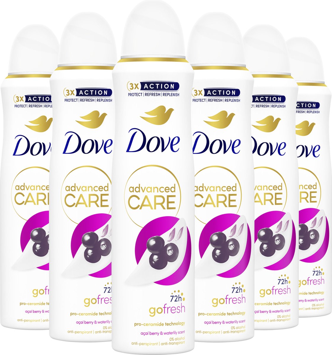 Dove Advanced Care Go Fresh Açaà Berry & Waterlily - Anti-Transpirant Deodorant Spray - 6 x 150 ml - Voordeelverpakking