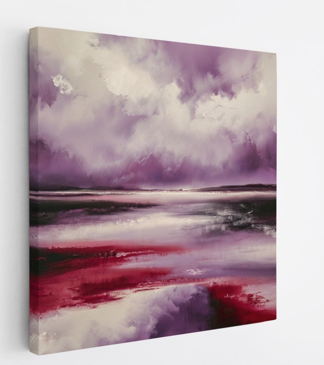 Saammp Canvas Schilderij - Landschap - Paars - Abstract - 30x30 - Foto op canvas - Wanddecoratie - Muurdecoratie Woonkamer - Slaapkamer decoratie - Canvas Print Multicolor