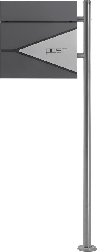 Brievenbus 37x36,5x11 cm antraciet/houtlook staal ML-Design