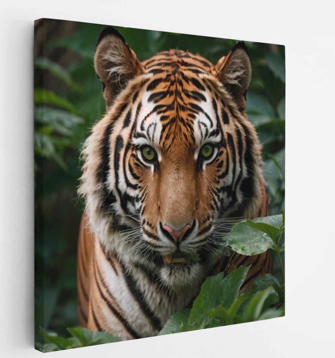 Saammp Canvas Schilderij -Tijger in de Natuur - Dieren - 20x20 - Foto op canvas - Wanddecoratie - Muurdecoratie Woonkamer - Slaapkamer decoratie - Canvas Print Multicolor