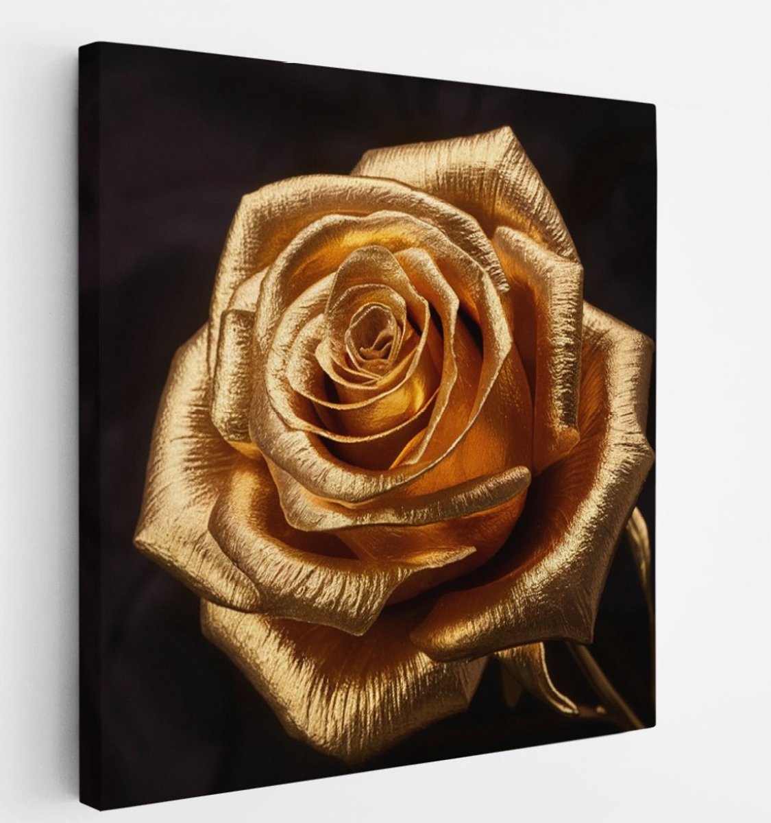 Saammp Canvas Schilderij - Gouden Roos - Luxe - Abstract - 100x100 - Foto op canvas - Wanddecoratie - Muurdecoratie Woonkamer - Kantoor Decoratie Multicolor