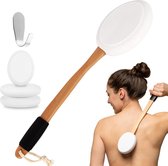Luxe Rugborstel Set - Insmeerhulp - Badborstel - Rugborstel Douche met Steel - Rug Scrubber - Doucheborstel - Lichaamsborstel - Huidborstel - Wit