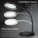 Lampe de bureau noire avec col flexible et commande tactile, rotatif à 360 degrés, hauteur 46cm. Écran tactile marche/arrêt.