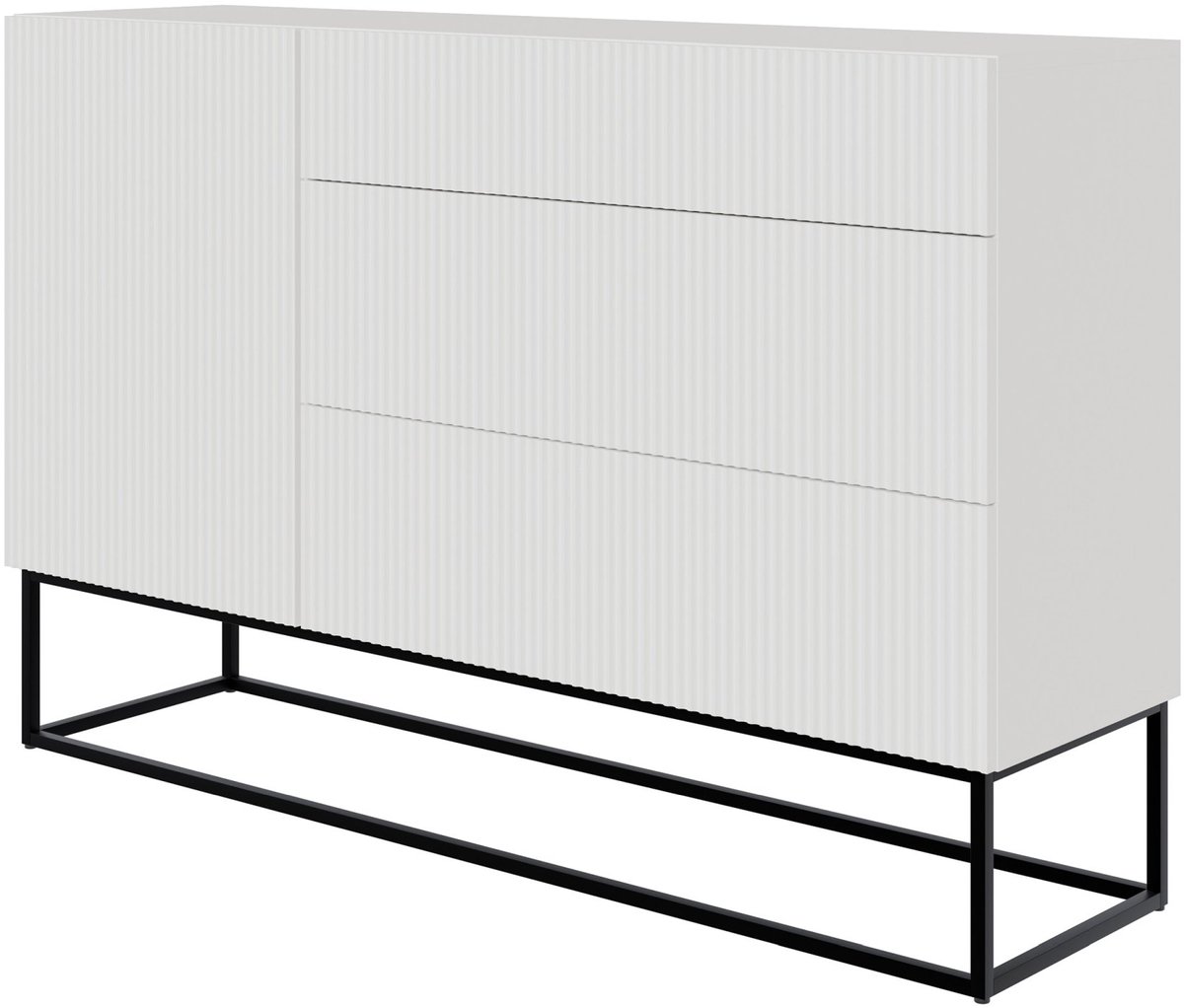 Selsey Veldio - Dressoir 3-lades 140 cm - Wit met zwarte poten