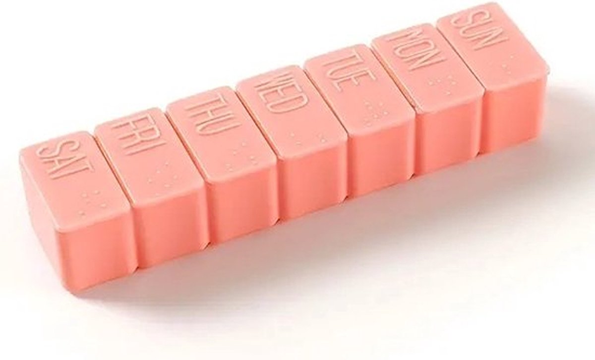 Goedkoopste Knaak Pillendoosje - met Braille Aanduiding - Opbergsysteem - Organizer - 7 dagen x 7 vakjes - Roze