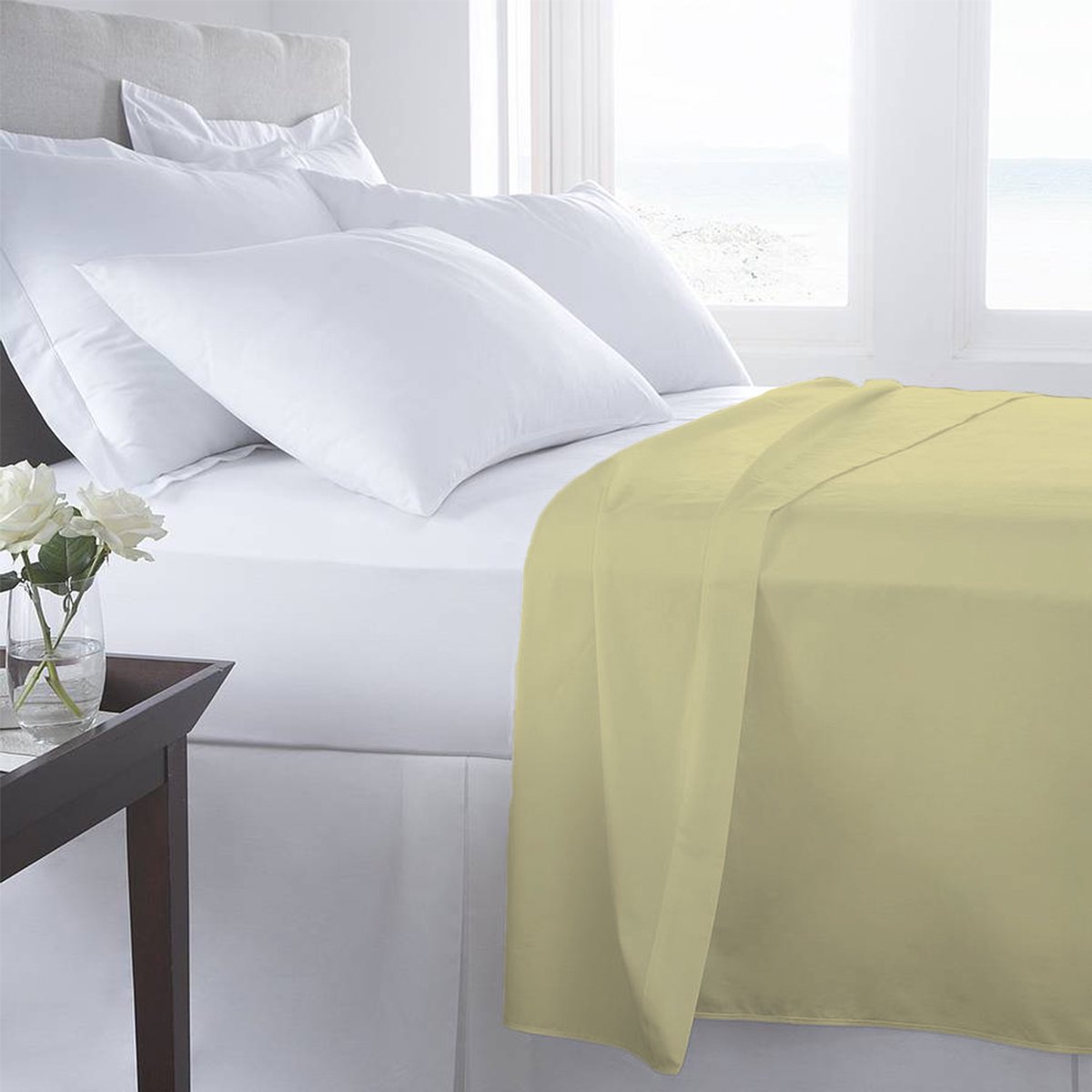 SENZA DONNA 100% Katoen Percaline Laken 200x260 cm GEEL