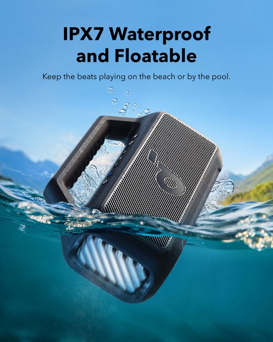 soundcore Boom 2 Outdoor Speaker by Anker - 80W - Subwoofer - BassUp 2.0 - 24H Playtime - IPX7 Waterproof - Floatable - RGB Lights - USB-C - Custom EQ - Bluetooth 5.3 - Geschikt voor buitengebruik: Camping, Strand en Achtertuin - Zwart — afbeelding 3