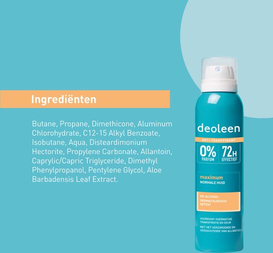 Deoleen Intense Protect - Voorkomt overmatige transpiratie en transpiratiegeur - 72 uur effectief - 0% parfum & 0% alcohol - Dermatologisch getest - Met allantoïne, verzorgend en verzachtend - 150 ml
